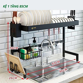 Kệ Để Chén Bát Đa Năng Thông Minh, Giá Để Đồ Chén Đĩa Trên Bồn Rửa Bát Thép Carbon Sơn Tĩnh Điện Cao Cấp_Nutosan