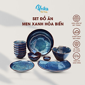 Bat Trang Ceramic Dinner Set - Bộ đồ ăn cao cấp men xanh Bát Tràng BAX20-Set Bát Đĩa Unika Bát Tràng