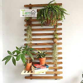 Mua Giàn gỗ treo tường giàn leo cho cây trang trí ban công sân vườn chịu mưa nắng (KHÔNG KHOAN TƯỜNG)
