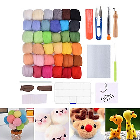Needle Felting Kit, Wool Roving 36/50 Colors Set, Needle Felting Supplies for Starter, Wool Felt Tools Storage Box,Handwork, Crafts Making Kits