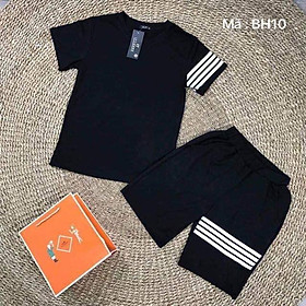 Set bộ quần áo thể thao nam kẻ sọc co dãn cực mát