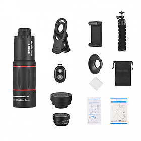 APEXEL APL-T18XBZJ5 Telephoto 4 in 1 Cellphone Lens Universal Kit 18X Mobile Phone Telephoto Lens 198° Fisheye Lens