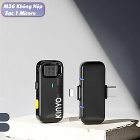 Micro thu âm không dây cài áo Vinetteam Kinyo M36 kèm dock sạc lọc âm chống ồn cao cấp có 2 đầu dành cho Iphone và Android - hàng chính hãng