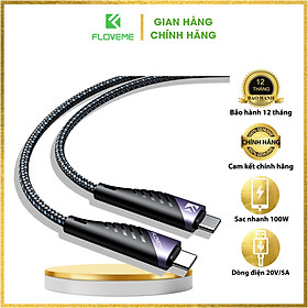 Mua Cáp sạc nhanh floveme PD100W TYPE-C to TYPE-C - Tích hợp chip E-Marker Huinengtai - dòng điện  20V / 5A - Hàng chính hãng