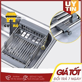 Rổ inox rút gọn - Khay inox để bồn rửa chén