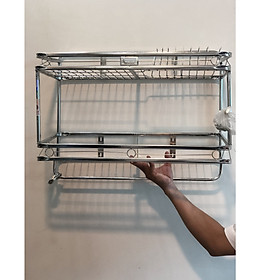 KỆ TREO ÚP CHÉN DĨA 2 TẦNG INOX SUS 304 KHÔNG GỈ VIMOS