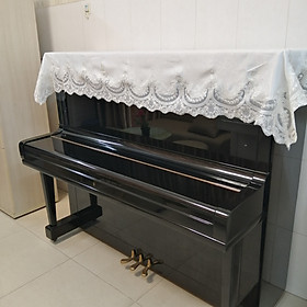 KHĂN PHỦ ĐÀN PIANO CƠ MÀU TRẮNG PHỐI REN HIỆN ĐẠI