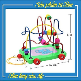 Xe Kéo Luồn Hạt Bằng Gỗ Giúp Bé Phát Triển Tư Duy - Loại To