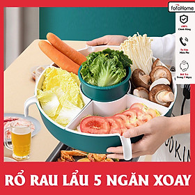 Rổ Xoay 5 Ngăn Đựng Rau Củ Quả Tiện Lợi Đẹp Mắt, Hiện Đại Khay Đựng Rau, Củ, Quả, Đồ Nhúng Lẩu Xoay 360 Đa Năng 5 Ngăn - Giao Màu Ngẫu Nhiên 