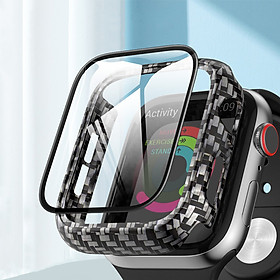 Ốp Case Vân Carbon Kính Cường Lực cho Apple Watch Series 4/5/6/SE (Size 40mm/44mm)