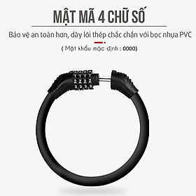 Khoá đa năng xe đạp xe máy 4 số chống trộm Khóa Số Xe Đạp 4 Số Mật Mã Vỏ PVC Bọc Lõi Thép (dạng tròn cứng) (mật khẩu mặc định 0000) 
