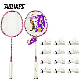 Combo 2 vợt cầu lông trẻ em và hộp 12 cầu AOLIKES A-8123-12CAU