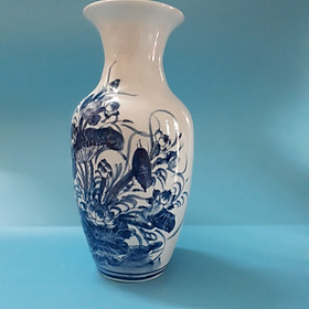 Bình hoa sứ bát tràng họa tiết họa tiết Hoa sen, Ngư ông (cá chép)  49cm (Giao hàng ngẫu nhiên)