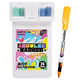 Hộp 24 Màu Acrylic Marker - 1 Đầu Cọ - Chosh M08-24