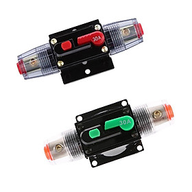 2 Pieces 30A Car Audio Circuit Breaker Fuse Holder Manual Reset Switch