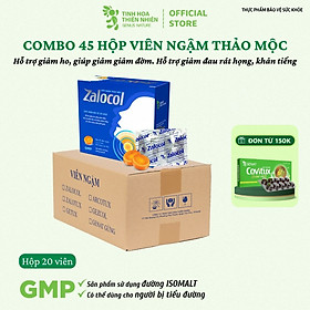Combo 45 hộp viên ngậm ho thảo mộc Zalocol Hỗ trợ giảm đờm, giảm đau rát họng, khản tiếng do viêm họng, viêm phế quản (Hộp 20 viên) - Genat