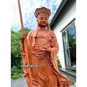 Tượng phật địa tạng vương bồ tát bằng gỗ hương đá kt cao 60×23×21cm 