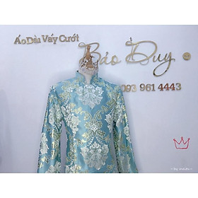 Áo dài nam xanh form Vest thiết kế