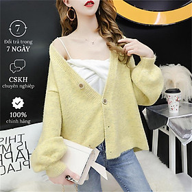 Áo cardigan khoác len nữ cổ tim dệt kim dáng rộng dài tay Hàn Quốc thời trang ARCTIC HUNTER AH11
