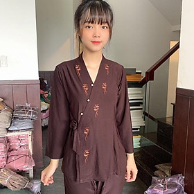 Đồ đi chùa_ đồ lam phật tử nhật thun cột dây