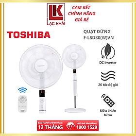 Mua Quạt đứng Toshiba F-LSD30(W)VN - Điều khiển từ xa núm xoay vô cực - 9 cánh - DC inverter tiết kiệm điện 70% - Cảm biến nhiệt độ - Màn hình LED hiển thị - Hàng chính hãng  bảo hành 12 tháng  chất lượng Nhật Bản