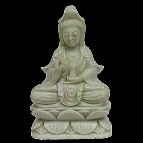 Mua Tượng Phật Mẹ Quan Thế Âm Bồ Tát Non Nước DSF-HS52 Cao 15cm Bằng Đá Cẩm Thạch Tự Nhiên - Kích thước nhỏ gọn  để xe ô tô  để bàn  trang trí phòng khách  phòng làm việc - Hàng đá mỹ nghệ truyền thống
