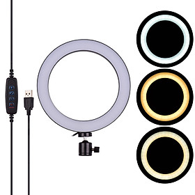 Đèn LED vòng tròn nhỏ  3 chế độ chiếu sáng có thể điều chỉnh USB được hỗ trợ với Ballhead linh hoạt 20 cm / 8 inch