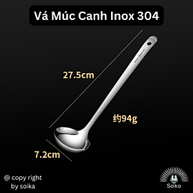 Mua Vá Múc Canh 7 cm Muỗng Inox 304 Dày Muôi Lỗ Tay Cầm Dài Thích Hợp Ăn Lẫu Soika SK-V01