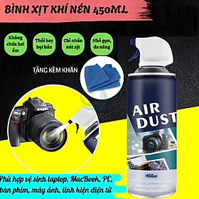 Mua  KÈM KHĂN -Bình xịt vệ sinh máy ảnh  bàn phím  bo mạch máy tính 450ML- Bình xịt khí nén đa năng dùng cho máy quay  ống kính  điện thoại.-Hàng nhập khẩu