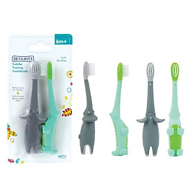 Bộ 2 bàn chải đánh răng hình con voi và hình con cá sấu cho trẻ từ 6 tháng tuổi trở lên