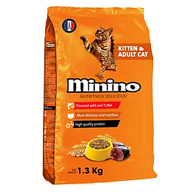 Thức ăn cho mèo con & mèo trưởng thành vị cá ngừ Minino Tuna Flavored 1,3kg