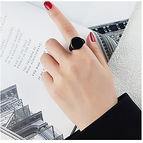 Nhẫn nam nữ mặt tròn titan ko đen tt 3034