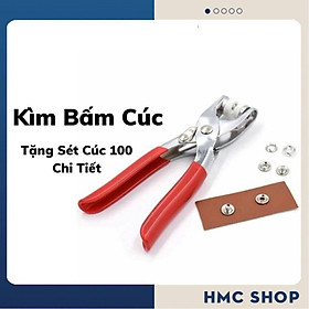 Bộ Kìm Bấm Cúc Vành, Cúc Sắt, Dụng Cụ Bấm Khuy Áo Tiện Dụng Cho Mọi Nhà - Tặng 100 chi tiết