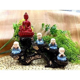 Full Set Phật Bổn Sư Thailand cùng chú tiểu Tứ Không Đeo Chuổi Hạt tọa đế Tài Lộc Phát