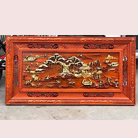 Mua Tranh trèo tường tích đồng quê bằng gỗ hương đỏ kt 79×155×4cm