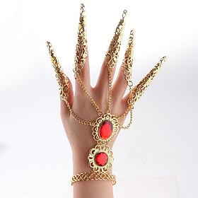 4-22pack Belly Dance Gypsy Egyptian Gold Bracelet Finger Nails Red Gem Hand