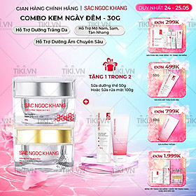 Bộ kem dưỡng ngày và đêm: Kem ban ngày 5 trong 1 (30ml) + Kem ban đêm (30g) giúp dưỡng ẩm, nâng tông, sáng da, làm mờ vết thâm, sạm, nám