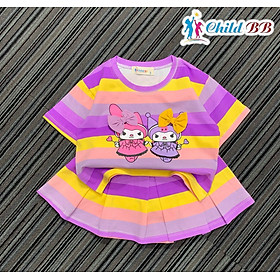 Đồ bộ bé gái, Bộ quần giả váy cho bé gái phong cách thể thao từ 20-40kg chất cotton mềm mịn mát