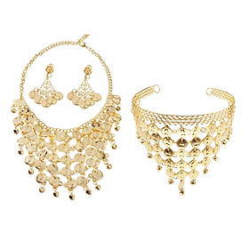 1 Set Adults Gypsy Belly Dance Jewelry Set Gold Coin Hair Hoop Dancewear