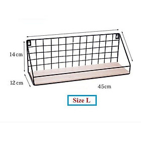 Kệ Treo Tường Decor Để Đồ Đa Năng - Kệ Sắt Đáy Gỗ Có Rào Chắn