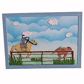 3PCS Horse Riding Fence Carbon Steel Cutting Dies Set Knife Mold Stencils DIY Scrapbooking Die Cuts Decor Crafts Embossing Templates Art Cutter