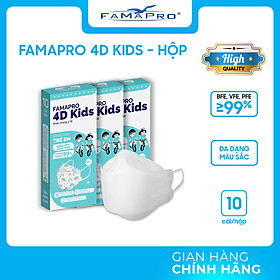 [HỘP - FAMAPRO 4D KIDS] - Khẩu trang trẻ em kháng khuẩn cao cấp Famapro 4D KIDS tiêu chuẩn KF94 (10 cái/ hộp)