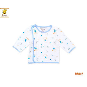 Áo sơ sinh tay dài BABIBOO áo sơ sinh cổ bác sĩ cotton họa tiết mềm mại, thấm hút BB147