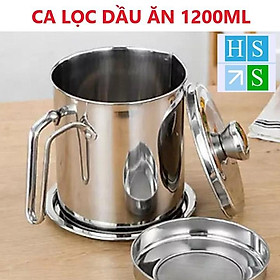 Mua (Hàng loại 1) CA LỌC DẦU ăn INOX 304 (1200ml ) có lưới lọc cặn tiện lợi hàng cao cấp dầy dặn không gỉ sét