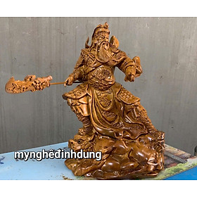 Tượng quan công múa đao bằng gỗ bách xanh thơm nức kt cao 30cm 
