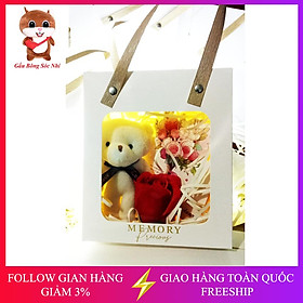 Hộp quà gấu bông, set hoa gấu tặng ngày 8/3 valentine 20/10