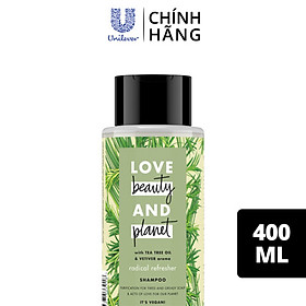Dầu gội LOVE BEAUTY & PLANET Dưỡng tóc detox sạch sâu với 100% tinh dầu tràm trà Úc và hương cỏ vetiver thiên nhiên 400ml