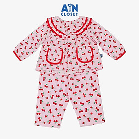 Bộ quần áo Dài bé gái họa tiết Cherry Nhí Đỏ xô sợi tre - AICDBGZLMMVD - AIN Closet