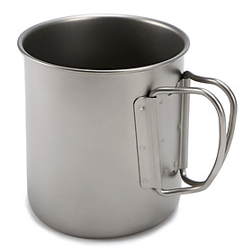 Cốc titanium siêu nhẹ có tay cầm gấp gọn dùng cho du lịch dã ngoại ngoài trời