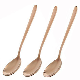 3Pcs Korean Style Long Handle Dining Table Dinner Coffee Spoon Rose Gold